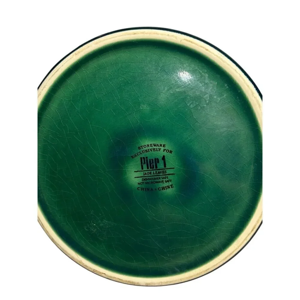 Pier 1 Imports Teapot Green‎ Jade Leaves Stoneware with Lid